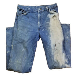 Vintage Wrangler 36 Long Denim Western Jeans Destroyed Distressed Grunge Bleach